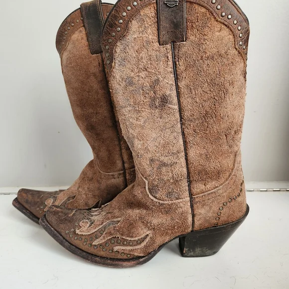 Harley Davidson Womens Brown Western Cowboy Boots Size 7.5 - Picture 4 of 12